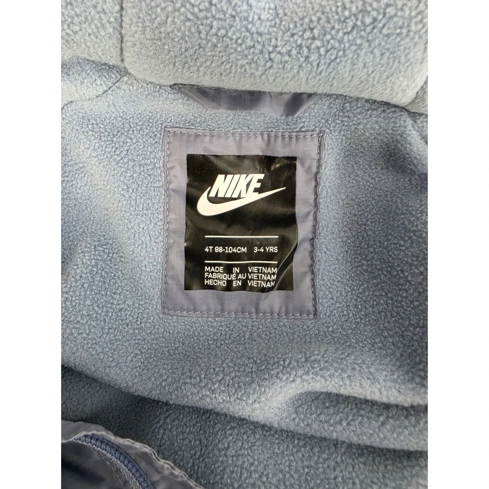 Nike Windrunner Fleece Lined Hooded Jacket Grey Blue Toddler 4T 98-104cm